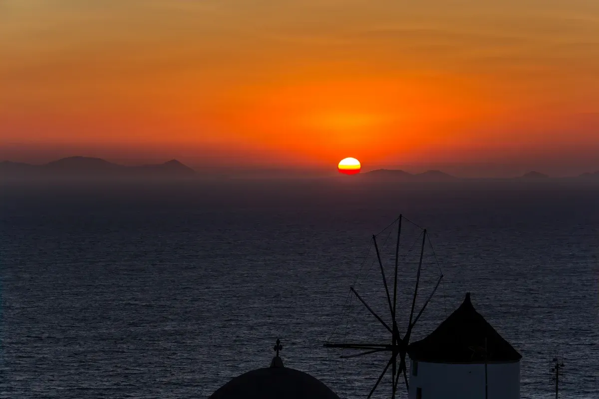 Sunset over the Aegean from Oia, Santorini Greece